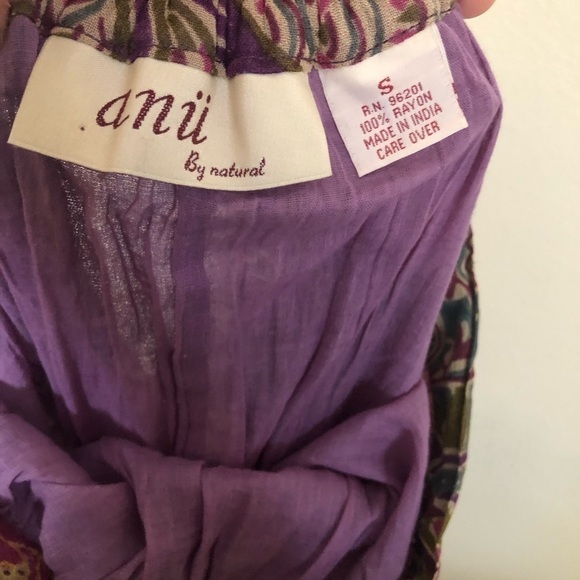 Vintage Anii by Natural Patterned Metallic Bohemian Midi Skirt Small - Picture 6 of 6